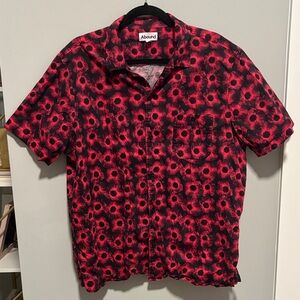 Abound Men's Red and Black Floral Patterned Button Down Shirt